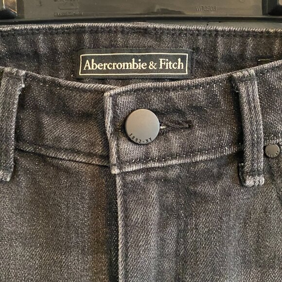 Abercrombie and Fitch Black Grey Cropped Flare Denim Jeans with Step-Hem - Picture 5 of 8